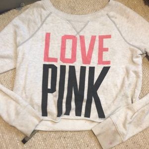 Victoria’s Secret love pink sweatshirt crop top